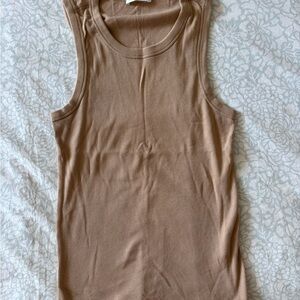 Casual Sleeveless Beige Tank Top